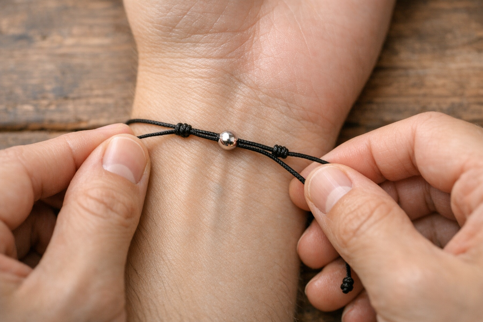 Comment ajuster et serrer un bracelet cordon à nœud coulissant