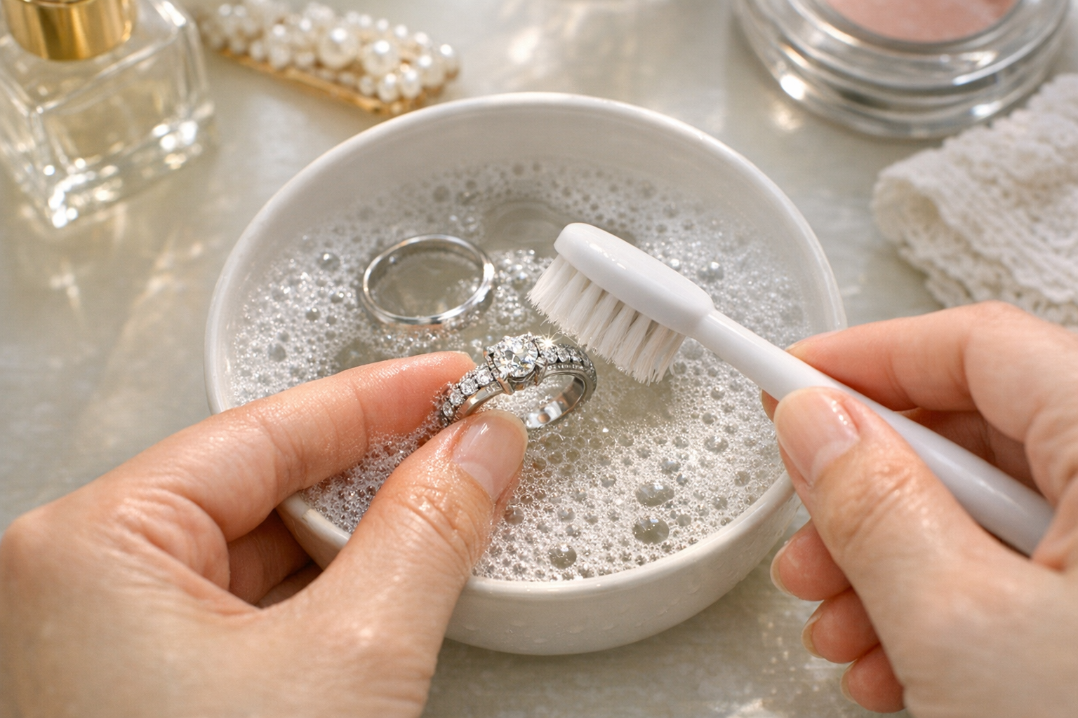 Comment nettoyer et raviver des bijoux en or blanc