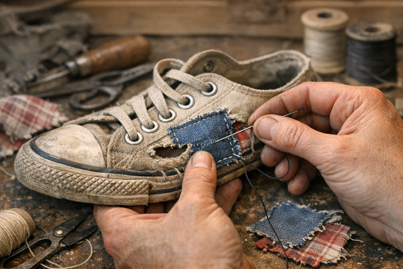 Comment réparer des chaussures en tissu ou en toile déchirées ou usées ?