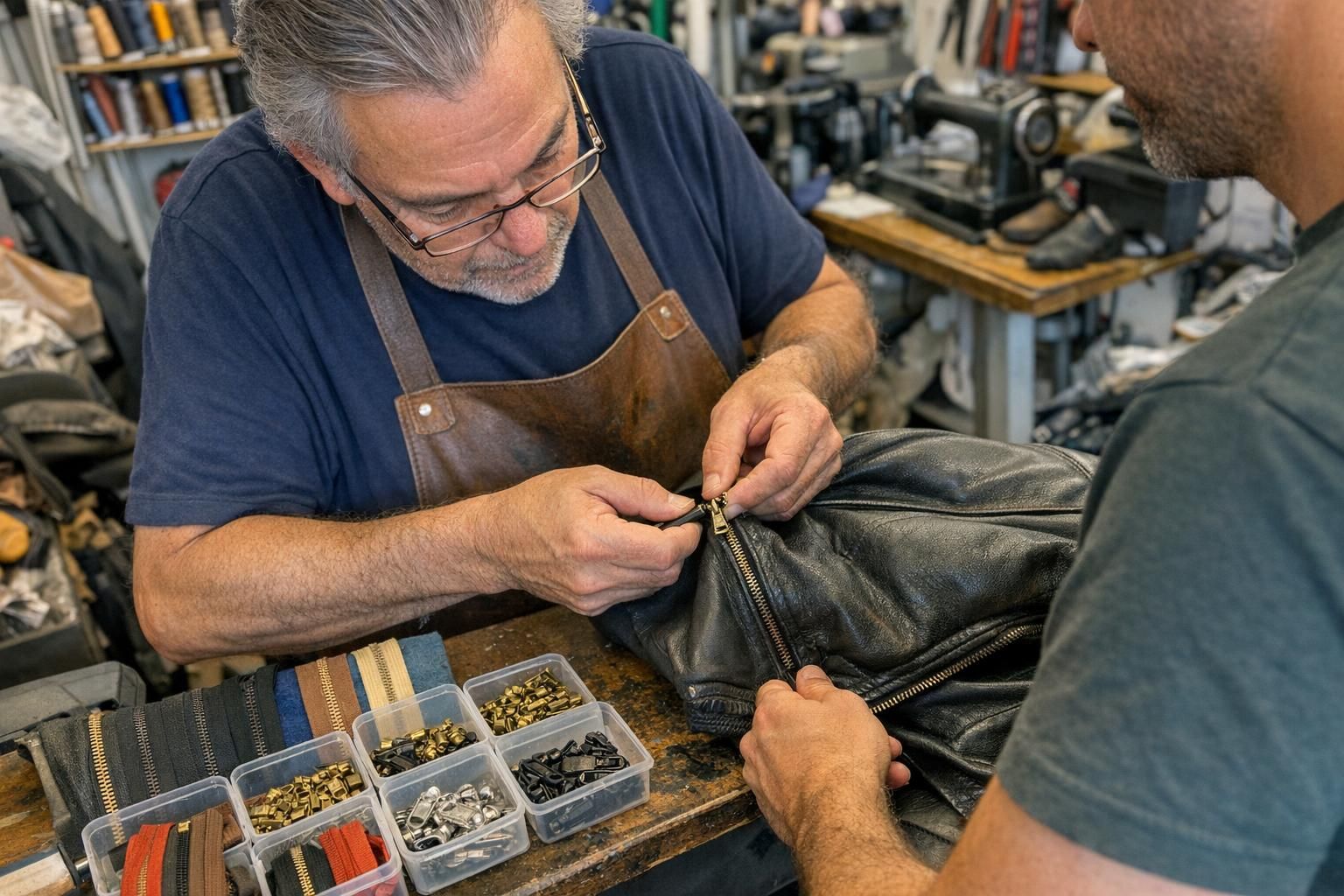 Réparer la fermeture éclair d'un blouson en cuir sans mauvais remplacement