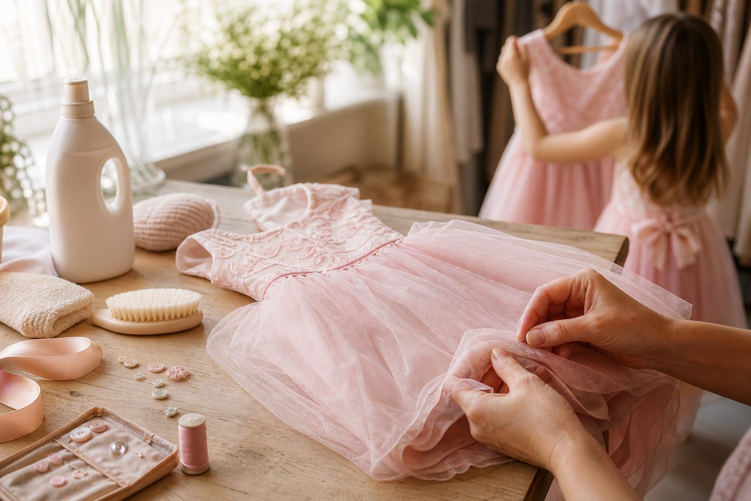Faire durer une robe princesse pour fillette&nbsp;: entretien, réparation et seconde vie